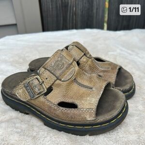 Vintage Dr. Martens Tan Leather Slide Sandals women’s Size 7-7.5
